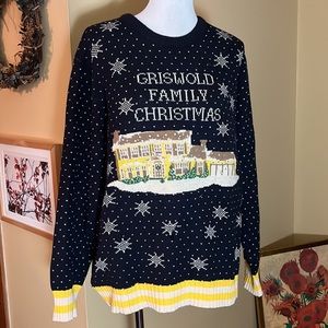 GRISWOLD FAMILY CHRISTMAS Size XL Sweater Snow Rhinestones Snowflake Light-Pack